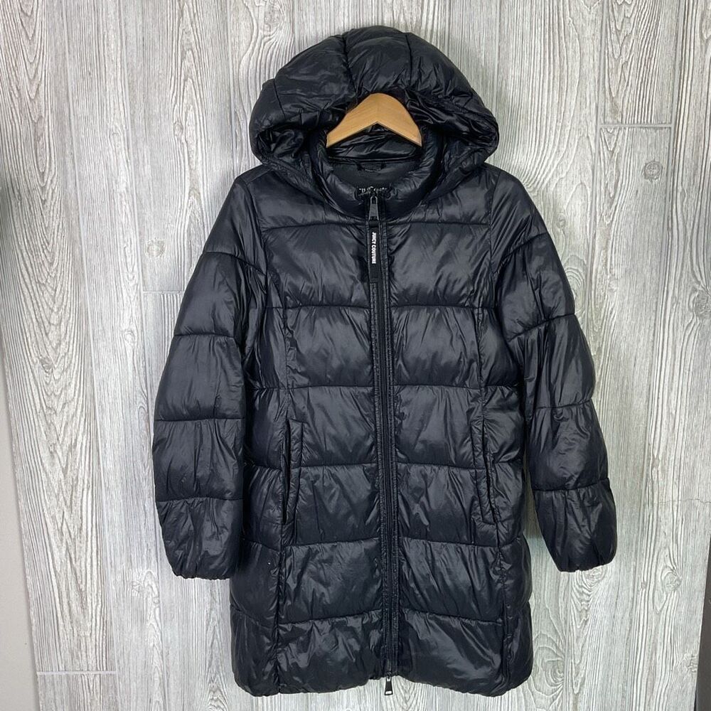 Juicy Couture Black Label Puffer Jacket Women’s Medium Hooded Full Zip